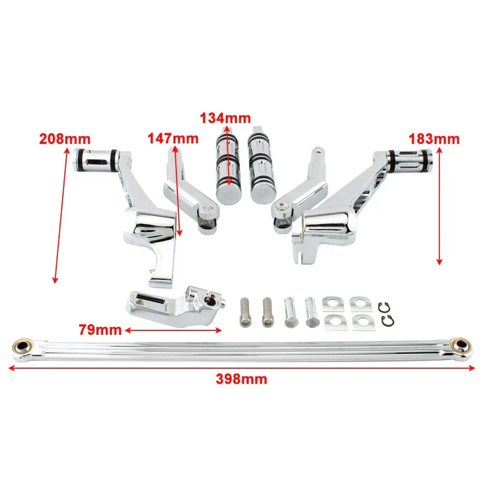 Chrome Aluminum Footrest Pedal Bracket Set for Harley V-Rod Muscle (2002-2017)