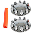 Set of 2 Chrome Wheel Axle Hub Covers for Semi (33MM)
