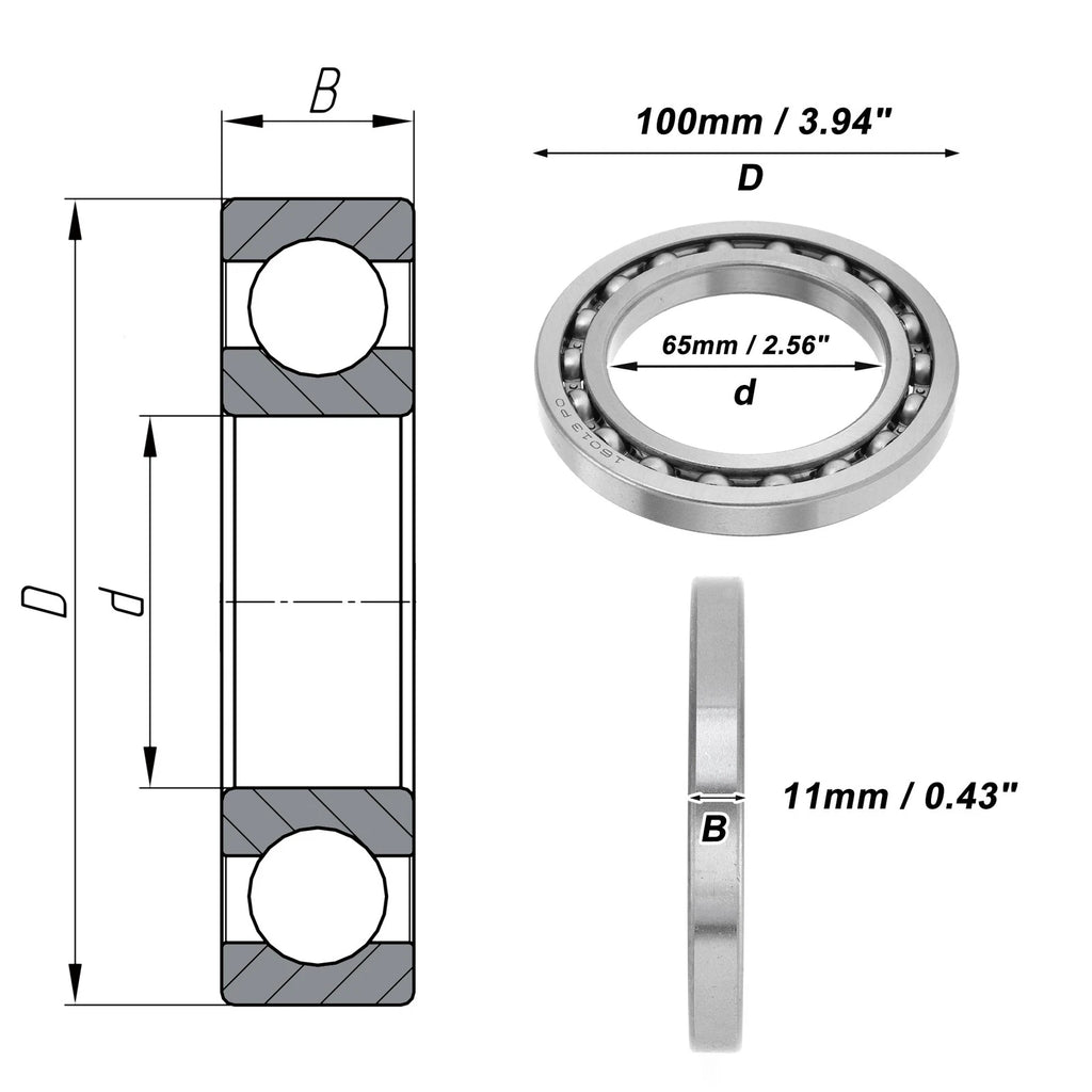 Deep Groove Ball Bearing 65x100x11mm for Scooter Skateboard (P0)