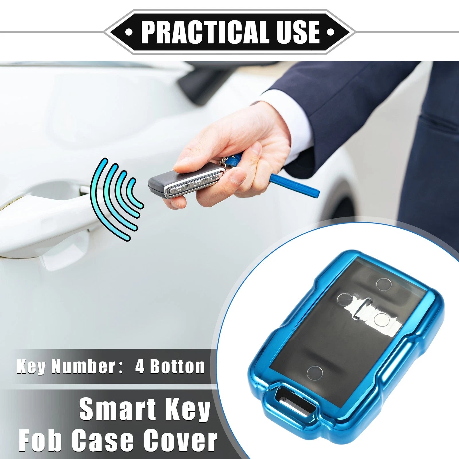 Key Fob Cover for Chevy Suburban (2015–2022) - TPU Clear, 4 Buttons