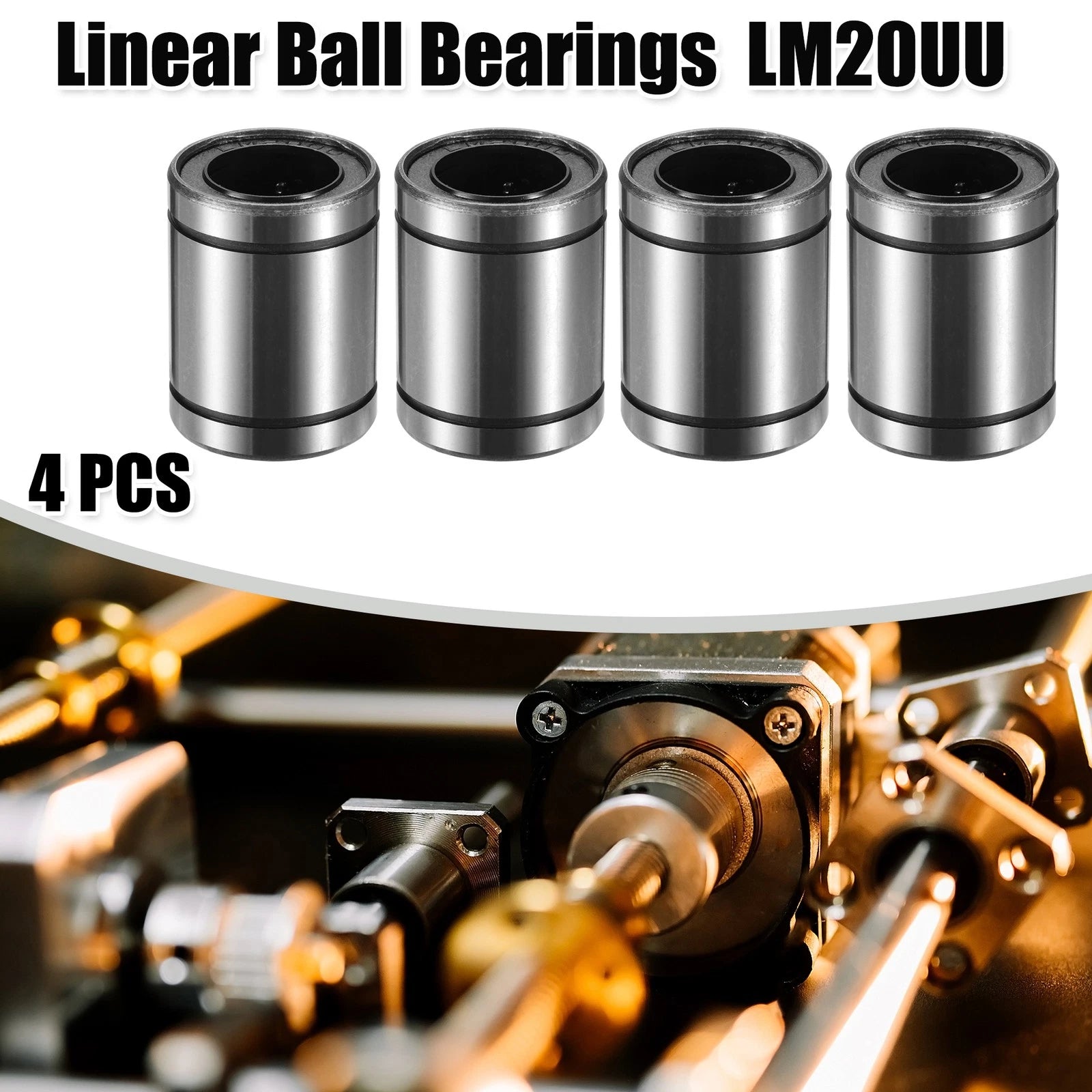 Set of 4 LM20UU Linear Ball Bearings for Cars (20mm ID x 32mm OD x 42mm)