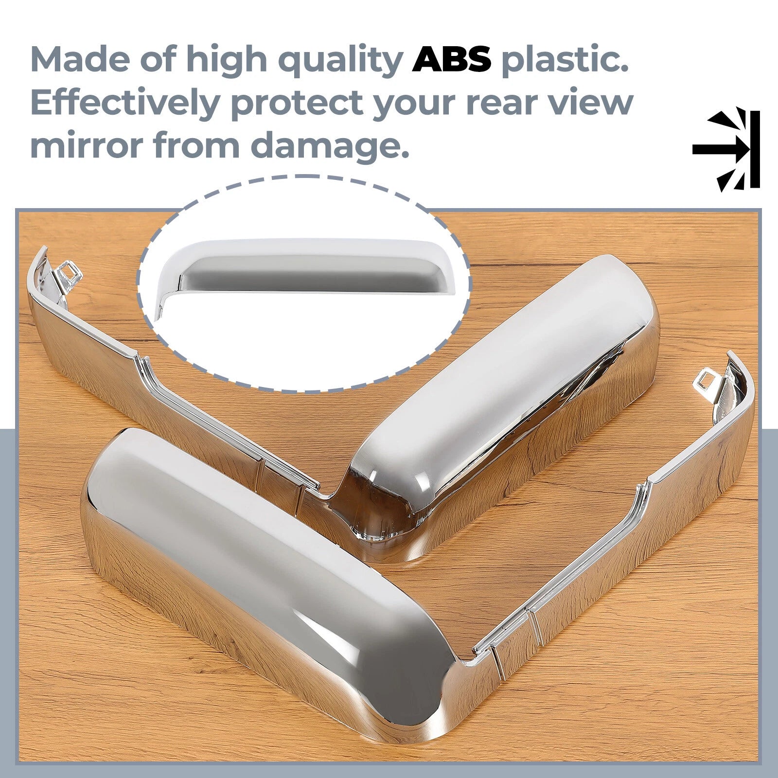 Chrome Top & Side Mirror Cover for Chevy Silverado GMC Sierra 2500 3500 HD (2020–2024)