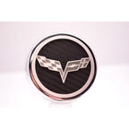 Chrome Cap Covers with Orange Carbon Fiber Flags Inlay for Corvette (2005–2013)