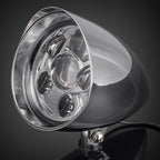 Motorcycle Headlights for Harley Sportster Dyna - Clear Lens, Aluminum Visor