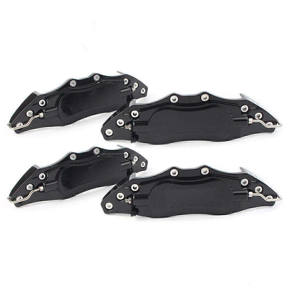 Set of 4 Brake Disc Caliper Covers for Universal Fit 10.5" Black Metal