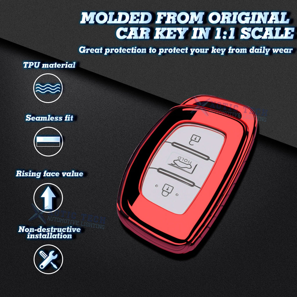 Red Full Cover Remote Keyless Entry Key Shell Case for Hyundai (2011-2018)