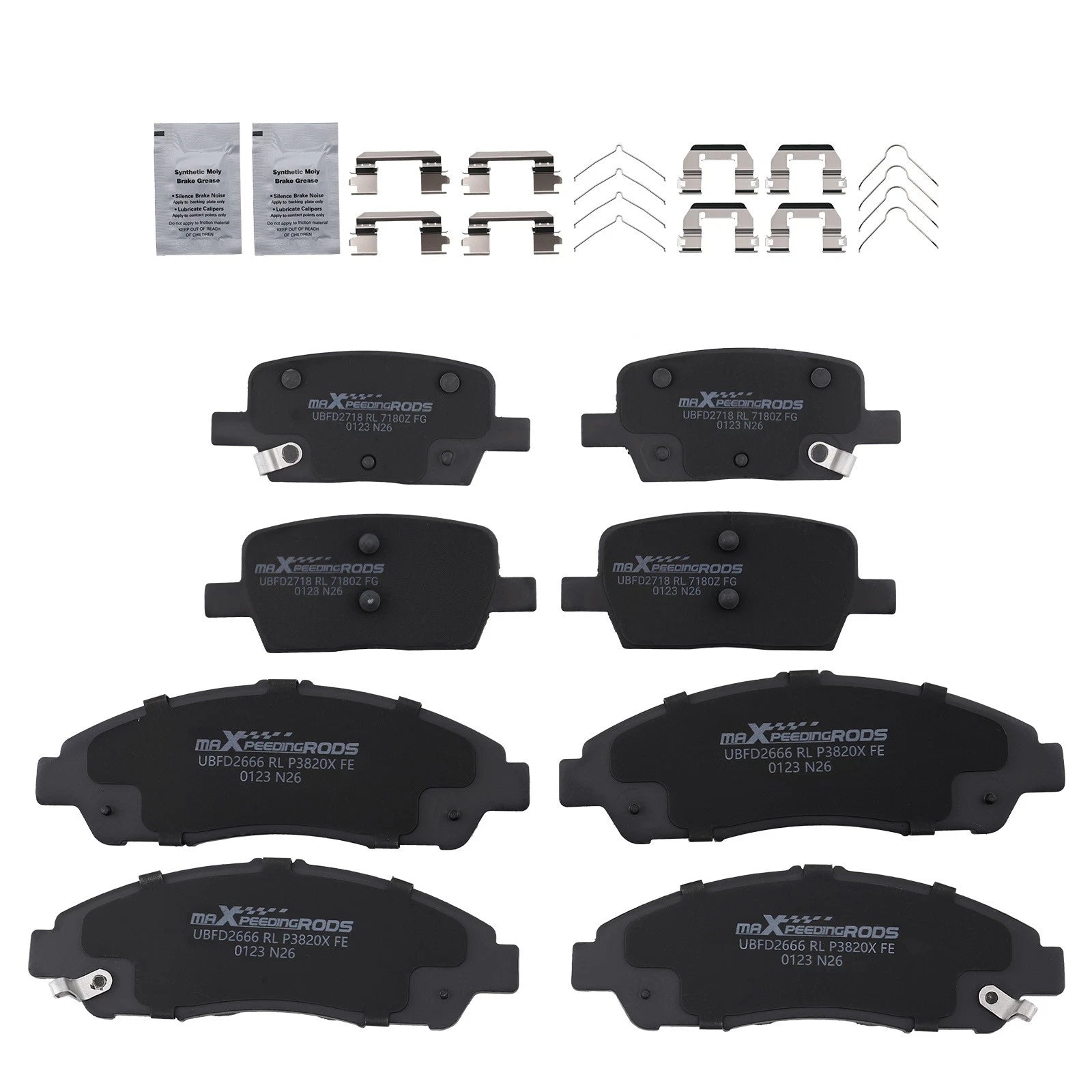 8pcs Brake Pads Set for GMC Acadia/Cadillac XT5 (2017–2020) w/Hardware