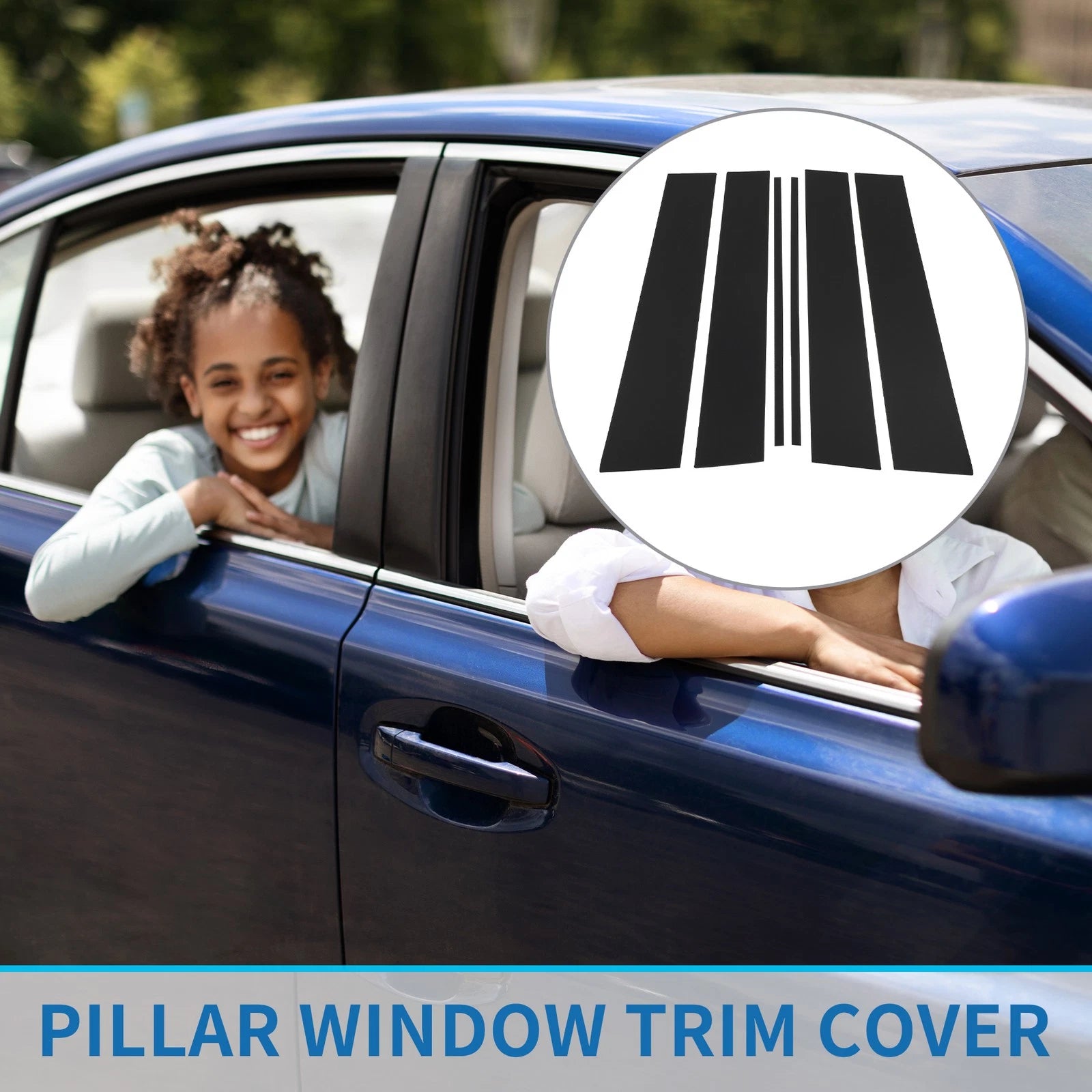 6 Pcs Door Pillar Window Trim for Toyota Fortuner (2016–2023) Black