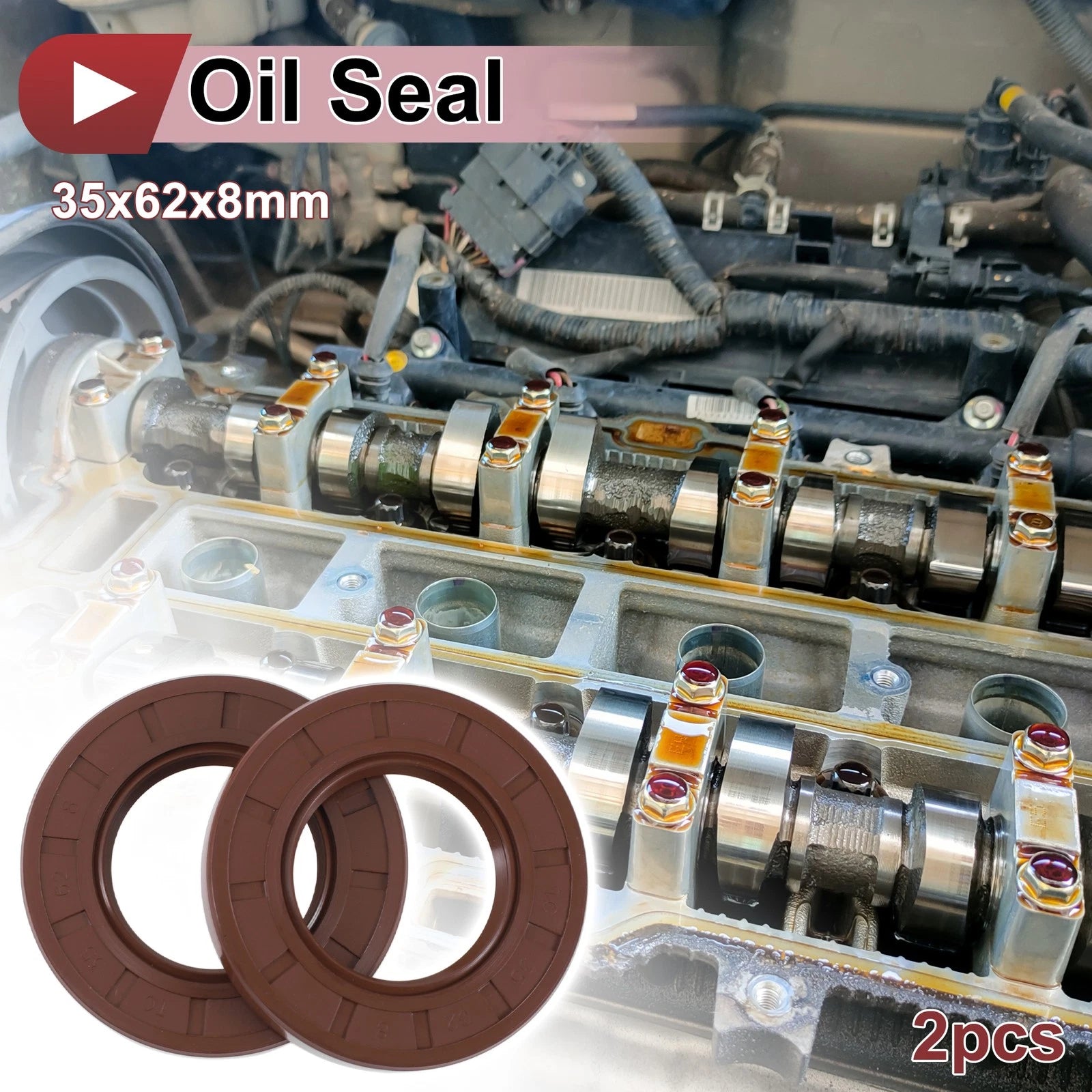 2X Oil Seal Rotary Shaft Seal FKM Rubber 35x62x8mm for Various Models 