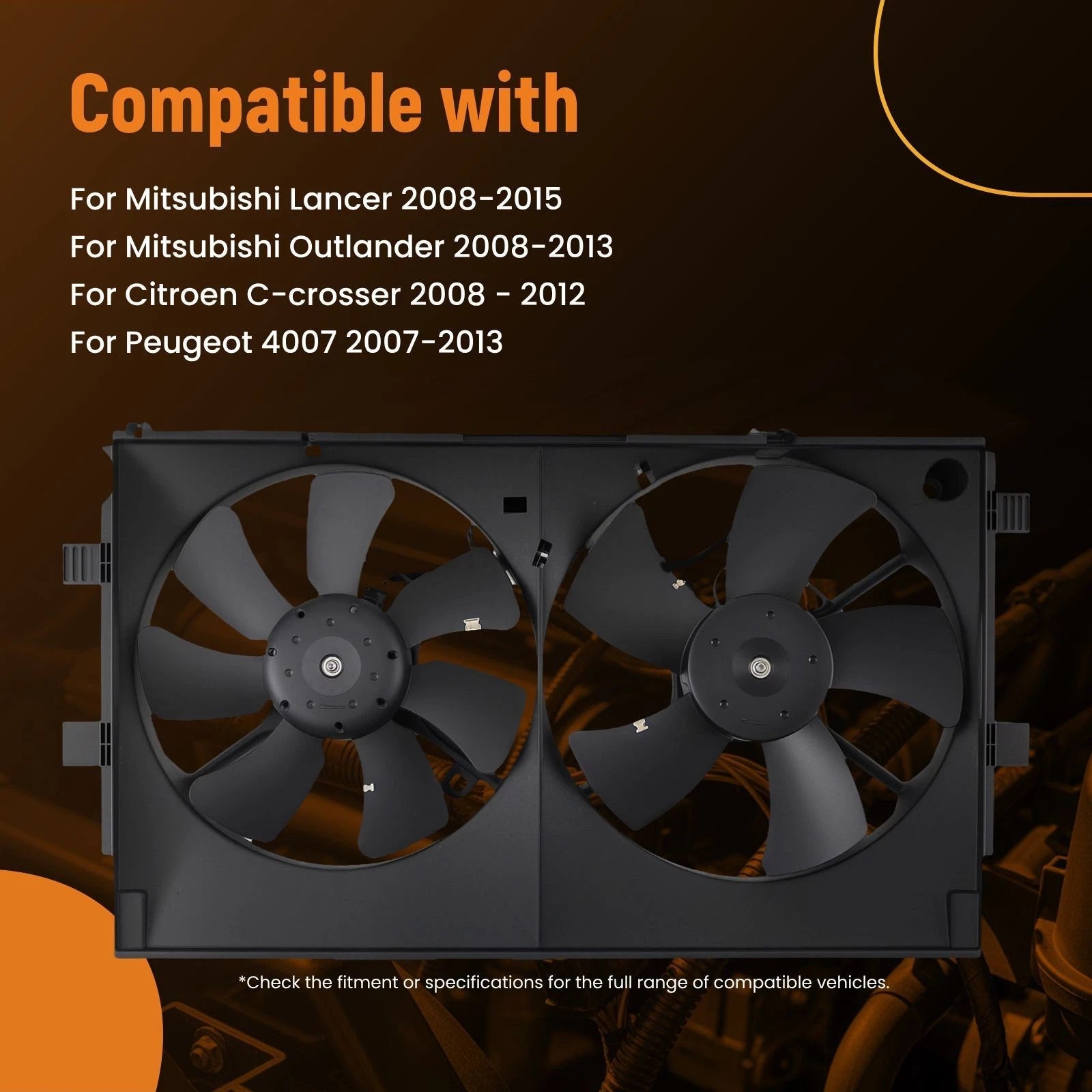 Radiator Cooling Fan Assembly for Mitsubishi Lancer 2.0L 2.4L (2008–2016) 1355A093