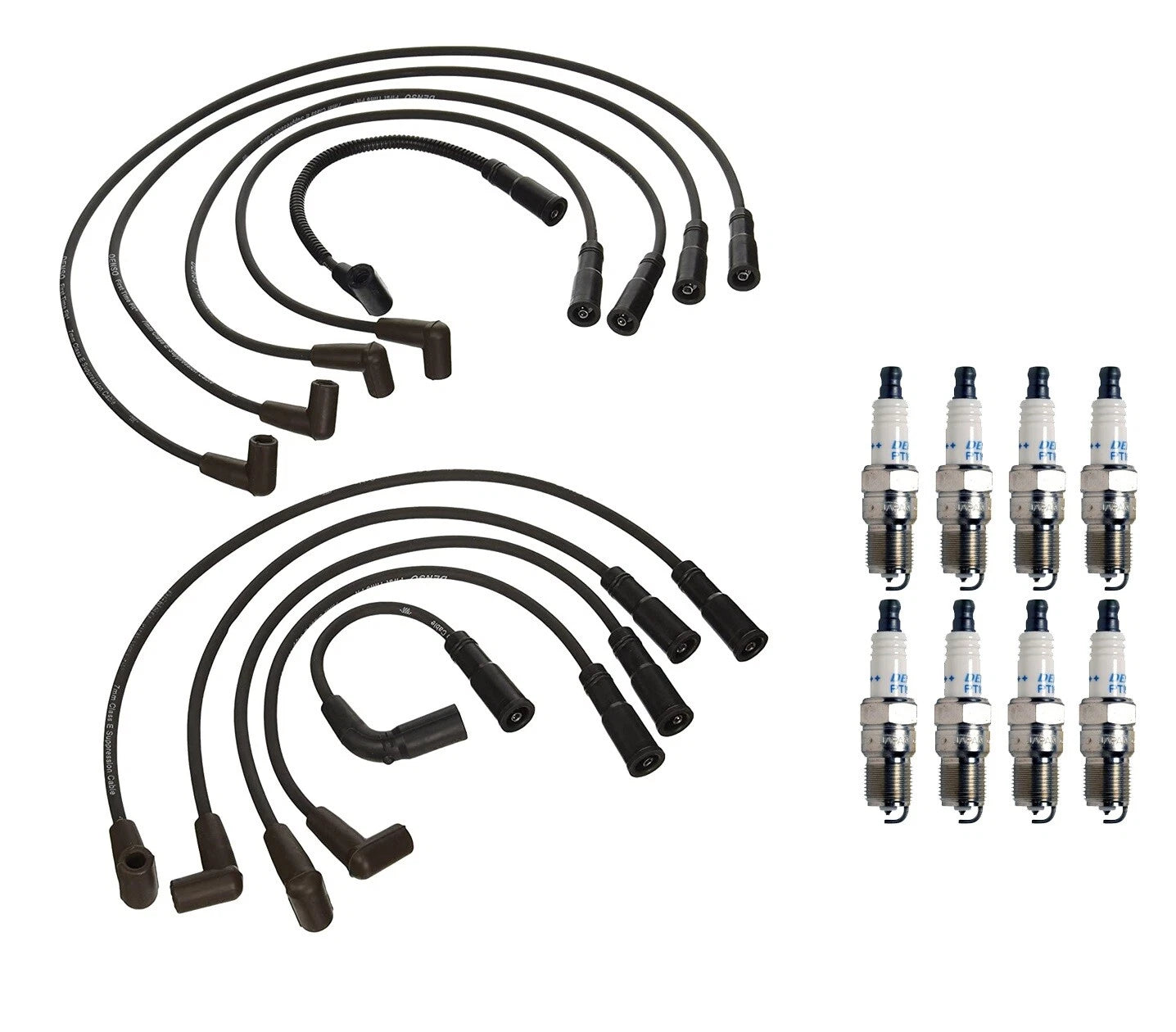 Denso 7mm Wire Set & 8 Double Platinum Spark Plug Kit for Chevy Pontiac V8