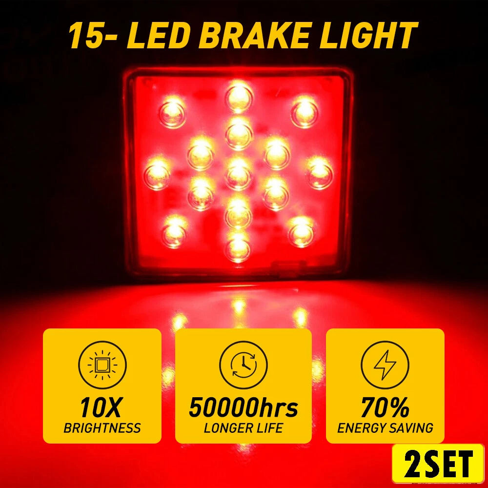 Set of 2 15-LED Smoked Brake Light Covers for Towing & Hauling