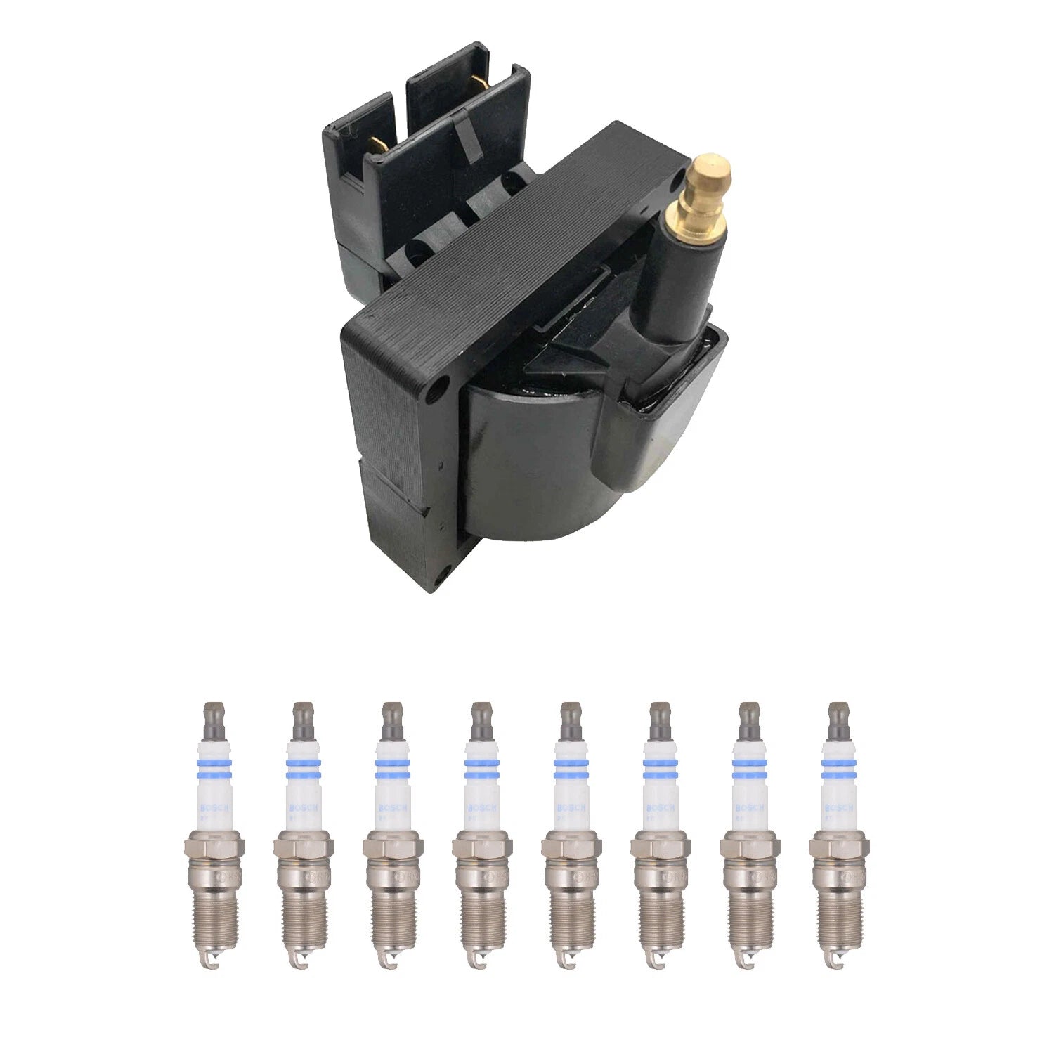 Hitachi Ignition Coil & Bosch 8 Platinum Spark Plugs Kit for F-150 Mustang (N/A)