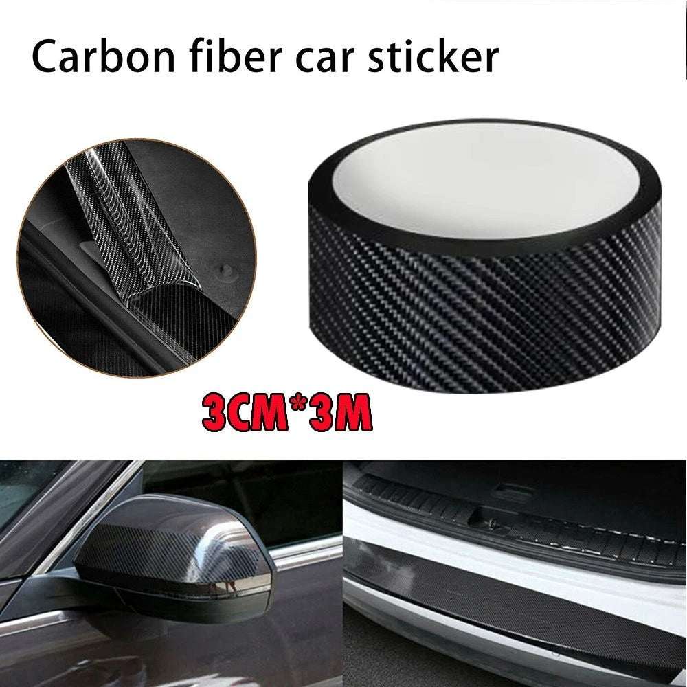3CM x 10FT Carbon Fiber Sticker for Car Door Body Anti Scratch Protector