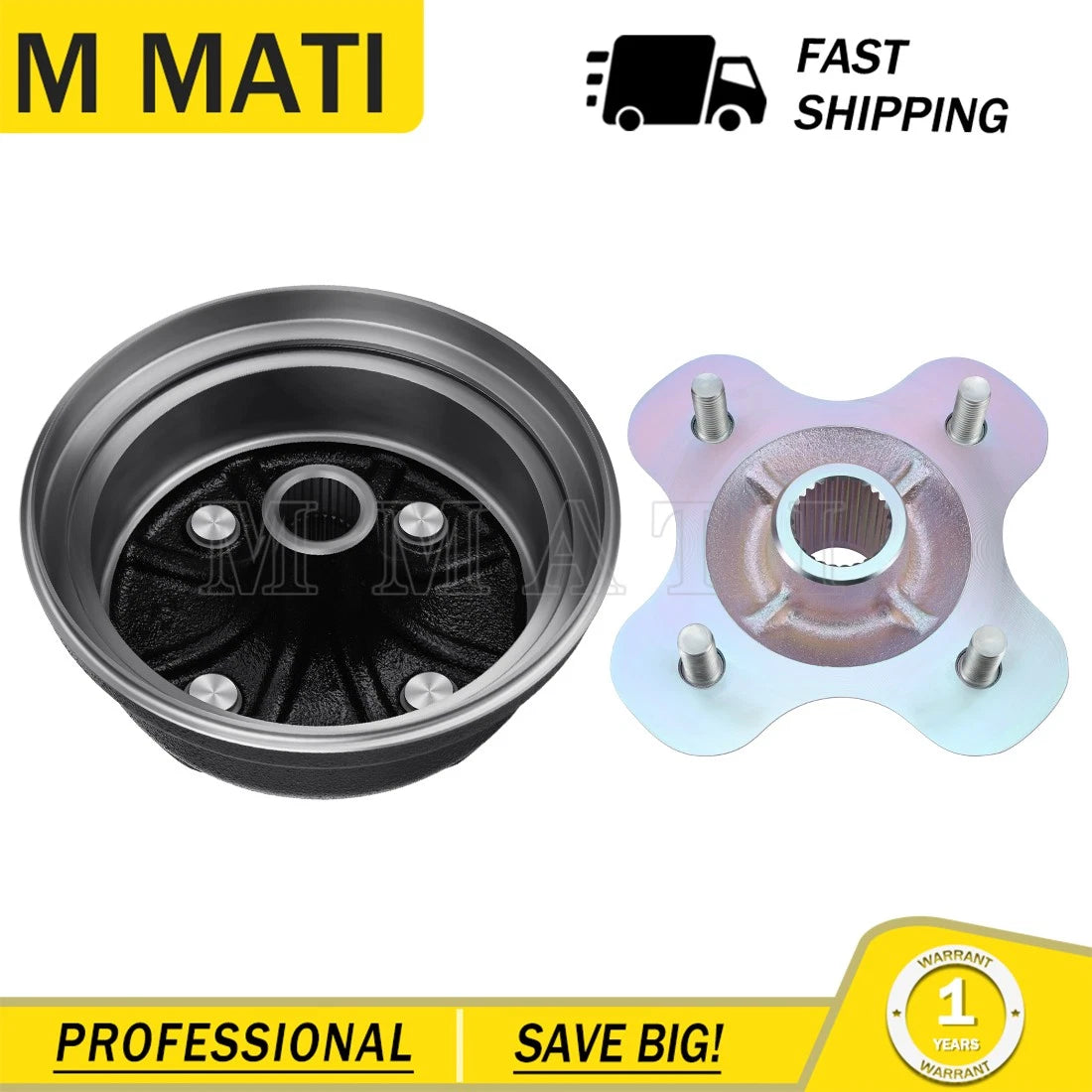 Rear Wheel Brake Drum & Hub for Yamaha Big Bear 350 YFM350 (1996–1999)