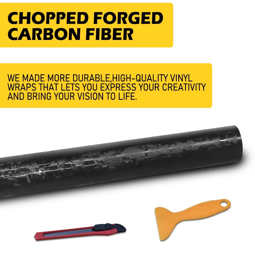 24K Chopped Gloss Forged Carbon Fiber Vinyl Wrap Sticker for Car