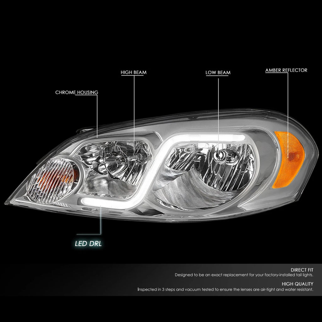 LED Bar Headlight Lamp for Chevy Impala Limited (2006–2016) + Tool Box Chrome