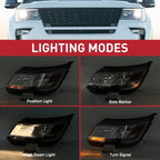 LH+RH Headlight Assembly for Ford Explorer (2016–2019) LED DRL, Chrome