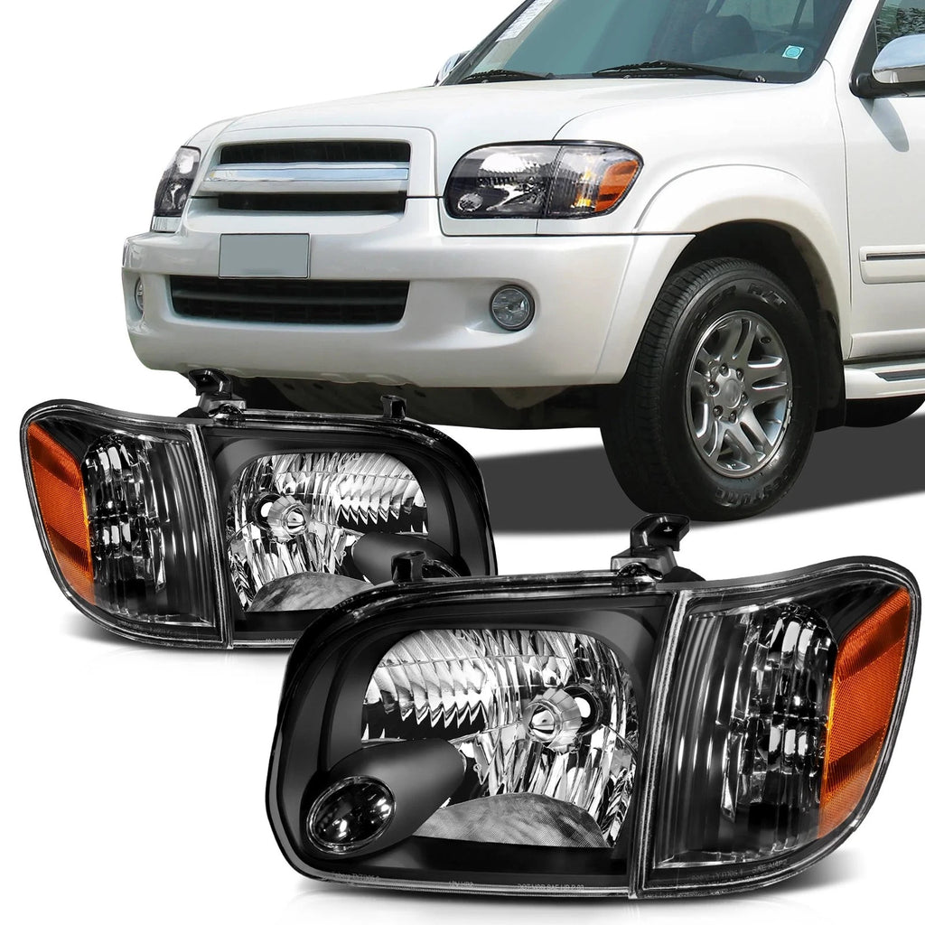 2X Headlights for Toyota Tundra (2005–2006) & Sequoia (2005–2007) Black