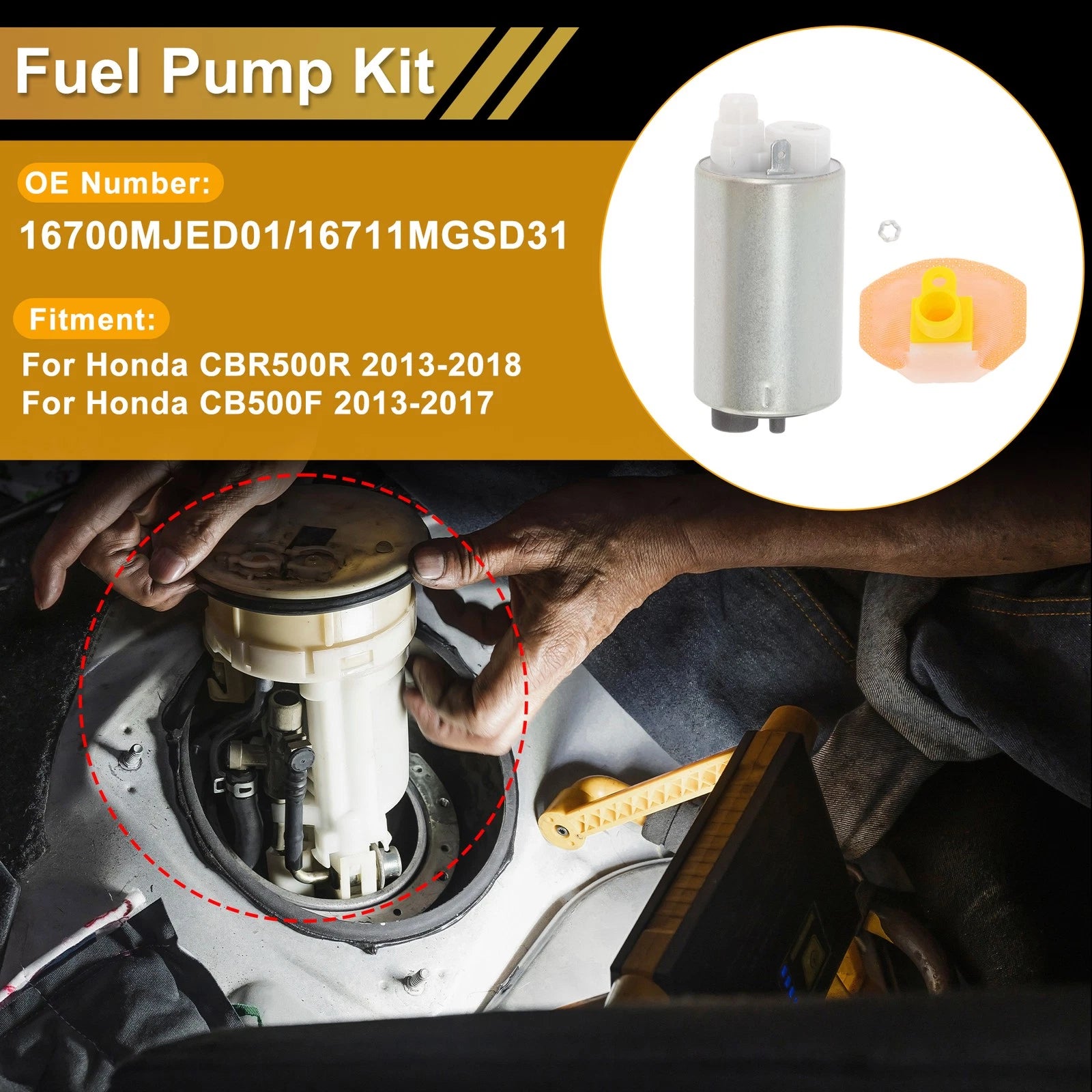 Fuel Pump for Honda CBR500R (2013–2018) Replaces 16700MJED01