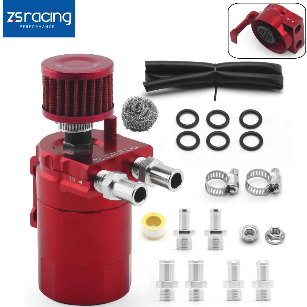 Oil Catch Can Kit for Universal Vehicles - Baffled Aluminum Reservoir