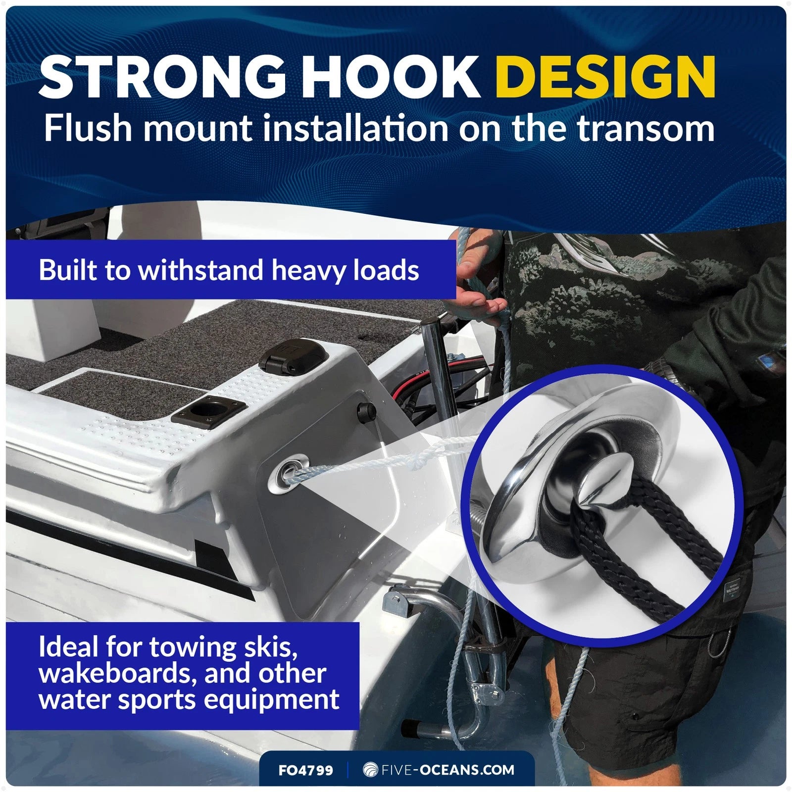 Heavy-Duty Ski Tow Hook for FO4799 (316 Stainless Steel)
