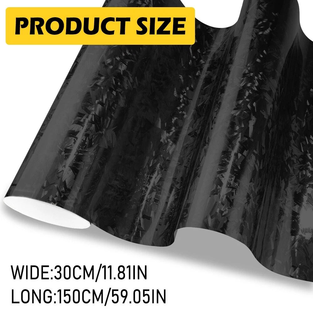 24K Chopped Gloss Forged Carbon Fiber Black Vinyl Wrap for Car