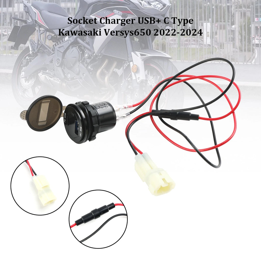 12V USB+C Socket Charger for Kawasaki Versys 650 (2022–2024)