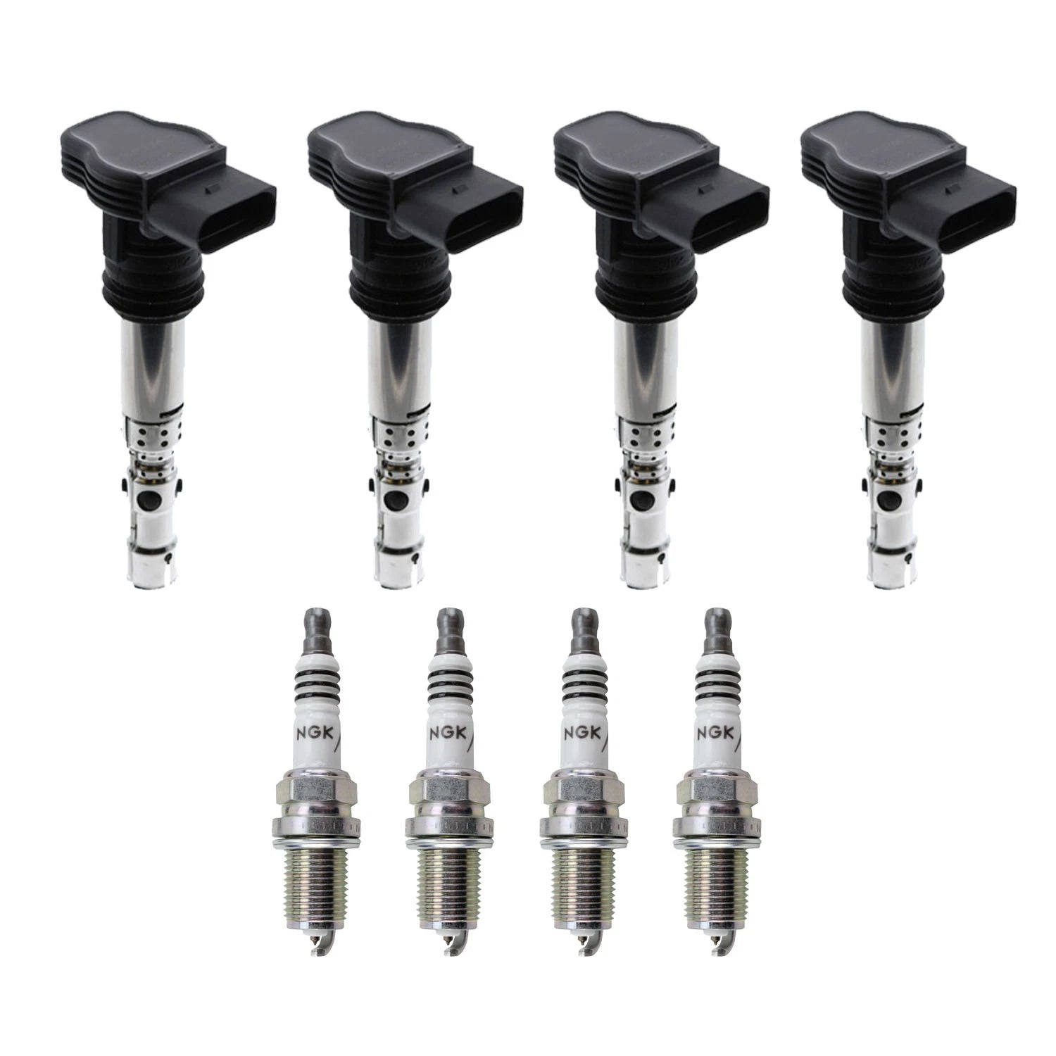 Set of 4 Ignition Coils & NGK Iridium IX Spark Plugs for Audi Volkswagen 1.8L