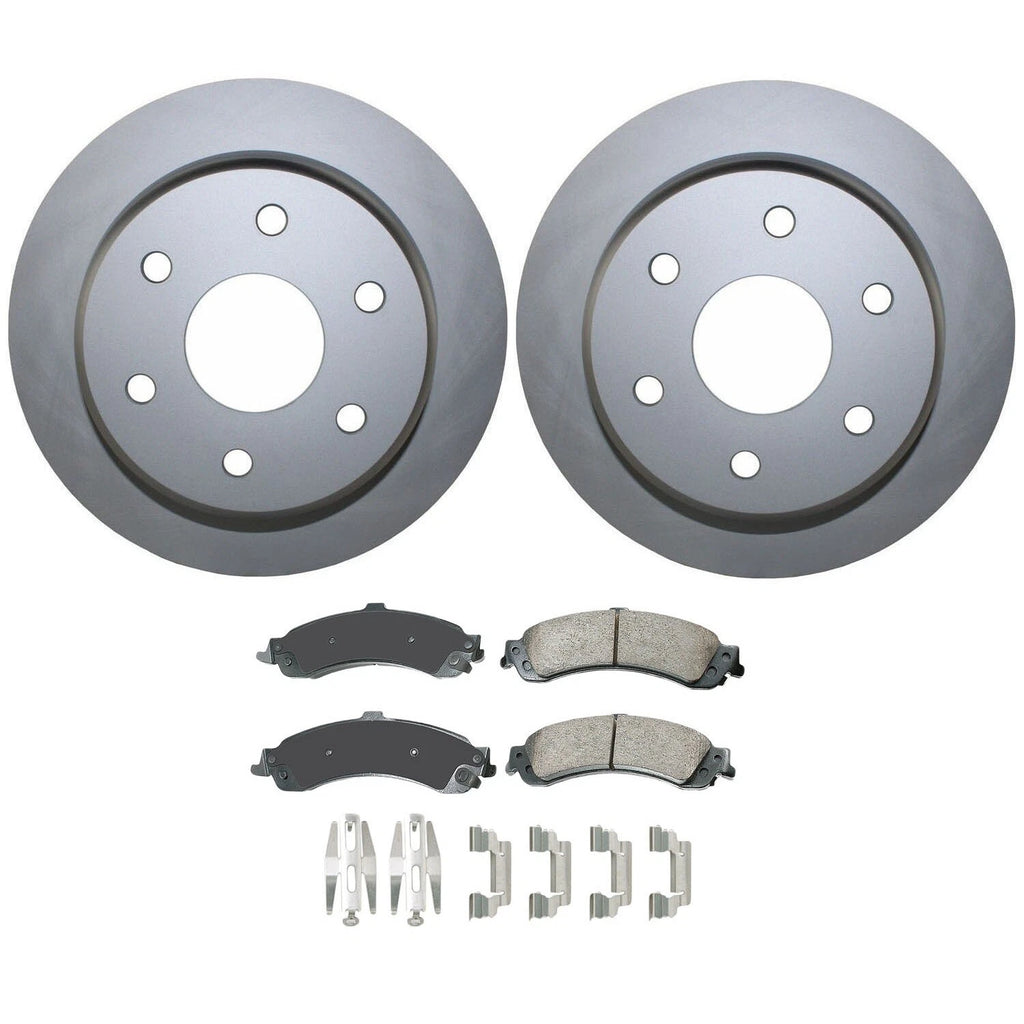 Rear Brake Kit 330mm Disc Rotors & Akebono Ceramic Pads for Cadillac Chevy GMC