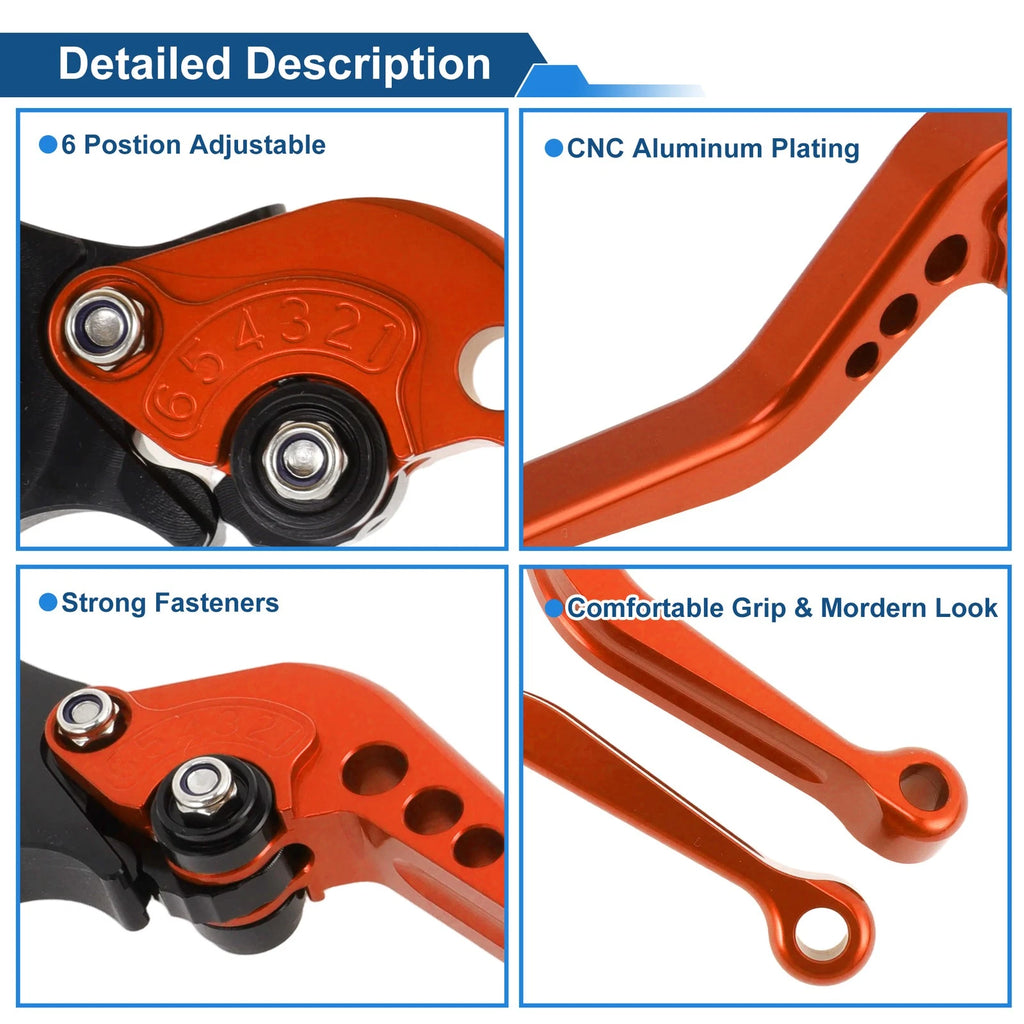 Adjustable Short Brake Clutch Levers for BMW R Nine T (2014–2016) - Orange 1 Pair