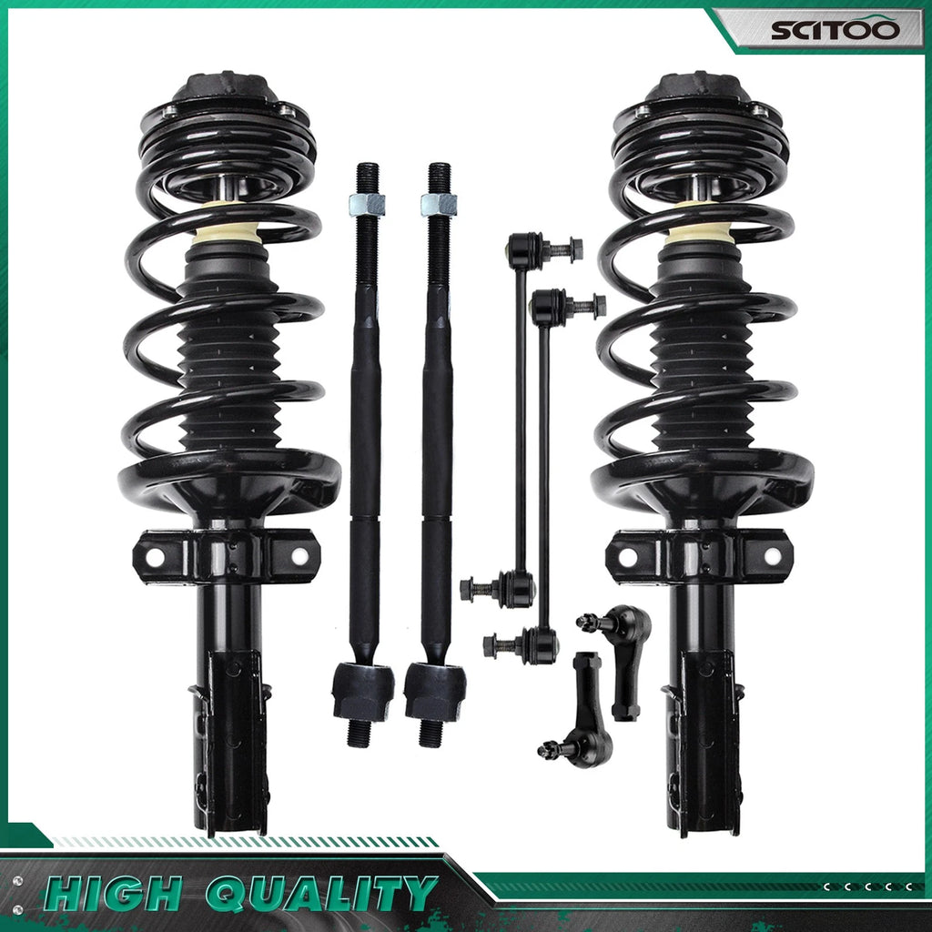 8pc Front Strut Kit w/ Coil Spring, Tie Rod & Sway Bar for Saturn Ion (2005–2007)