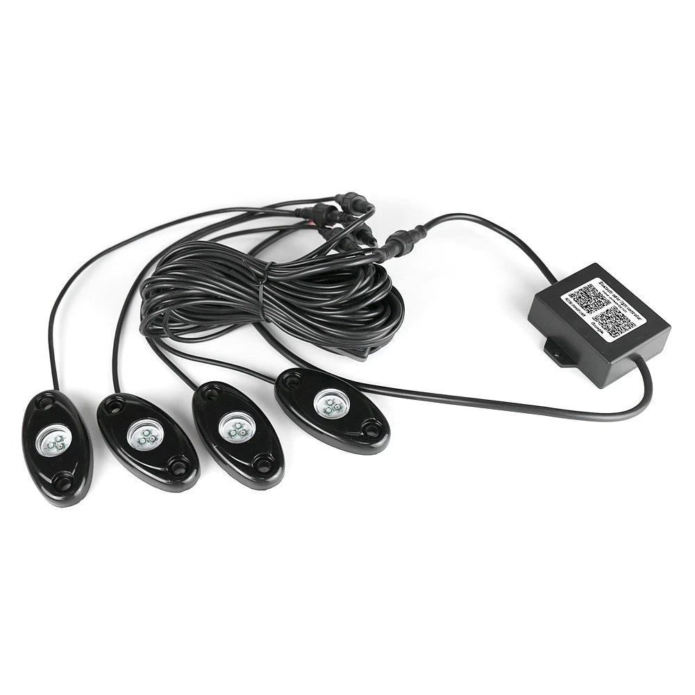 4X RGB LED Rock Lights for Offroad Vehicles (Wireless, Music Flashing)