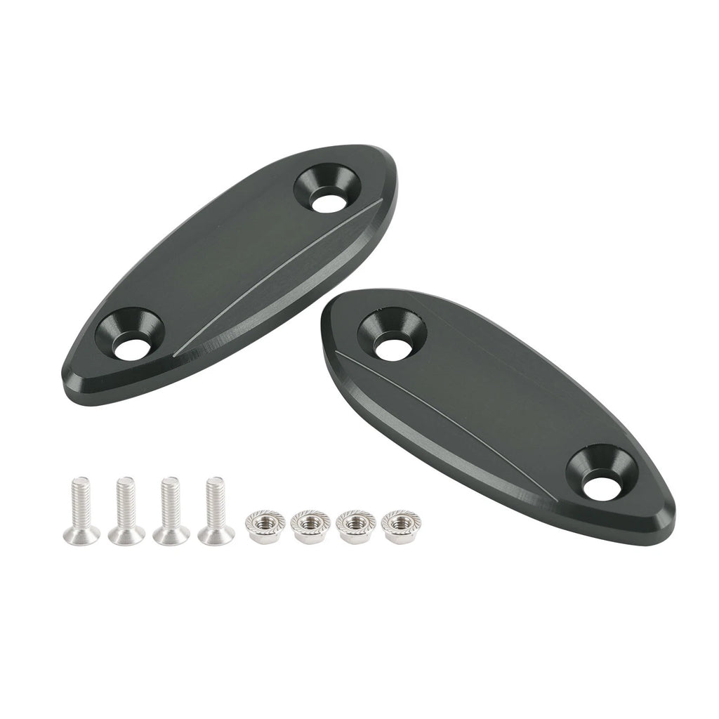 CNC Titanium Mirror Block Off Plates for Kawasaki Ninja 250 300 400 650 (2013–2022)