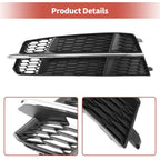 1pc Fog Light Grill for Audi A6 C7 S-Line (2015–2018) Black Silver Tone