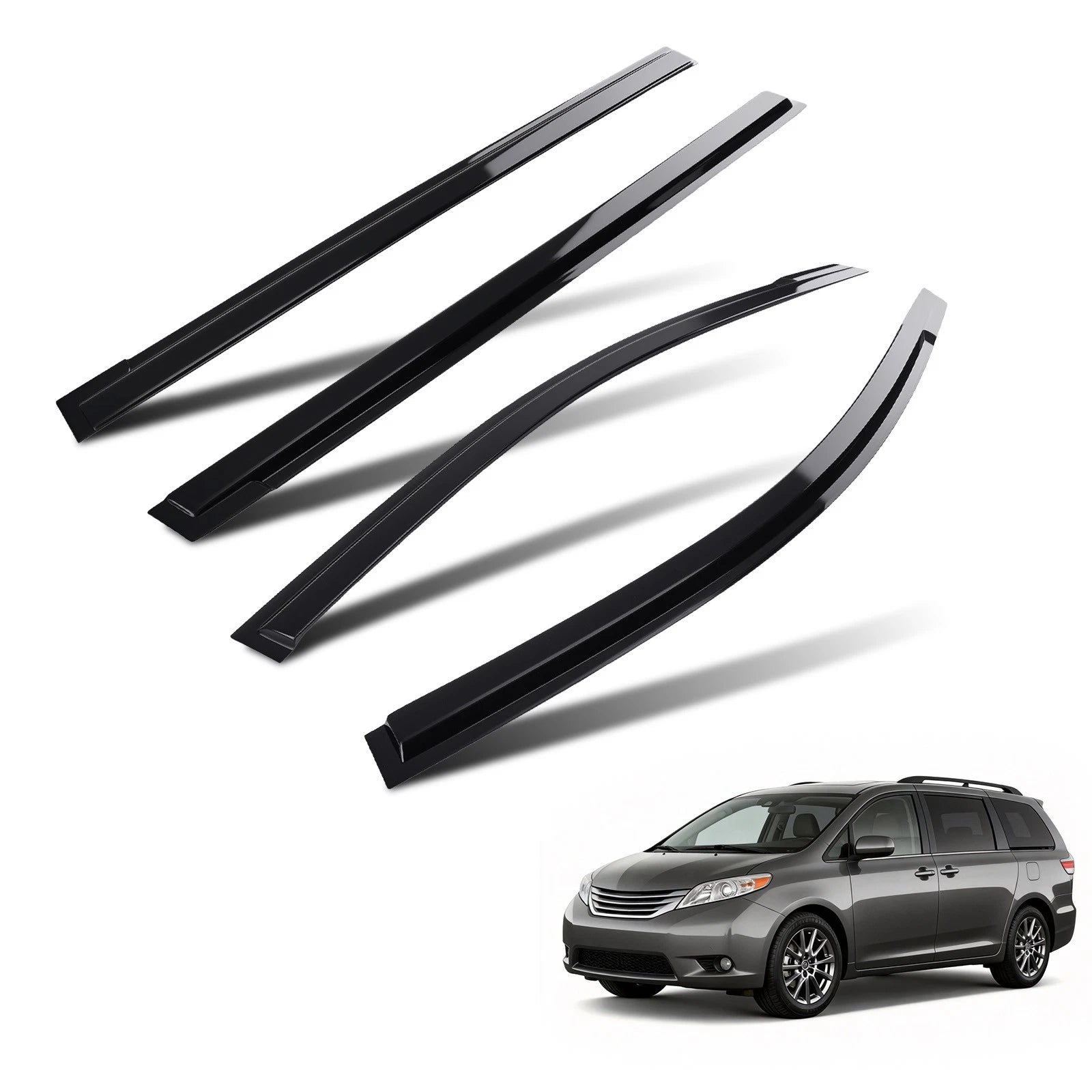 Set of 4 Window Visor Rain Deflectors for Toyota Sienna (2011–2020)