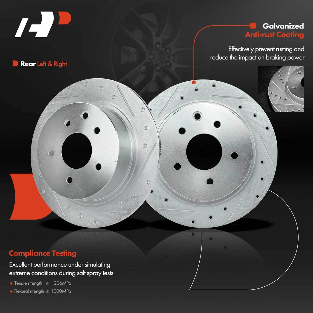 Rear Drilled Brake Rotors & Pads for Nissan Sentra (2007–2012)