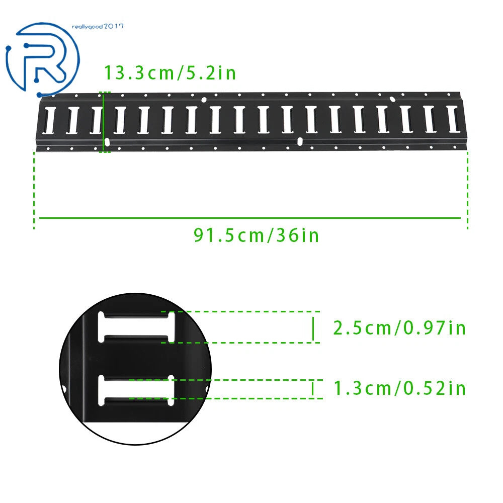 Set of 4 E Track Tie Down Rails for Garages Vans Trailers (3') Black