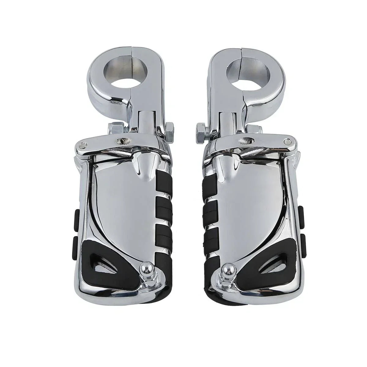 Chrome 1-1/4" Highway Bar Footpegs for Harley Touring & Softail