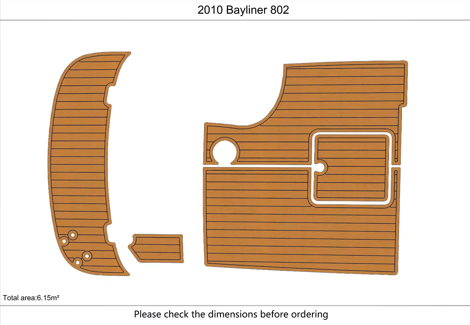 EVA Foam Faux Teak Deck Flooring for Bayliner 802 (2010)