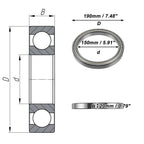 Deep Groove Ball Bearing 6830ZZ for Scooter Skateboard (150x190x20mm)
