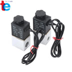 Set of 2 12V DC Solenoid Valves 1/4 Inch Normally Closed for Air Water