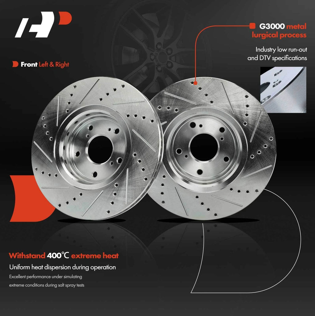 Set of 6 Front Drilled Brake Rotors & Pads for Honda Civic Accord Acura