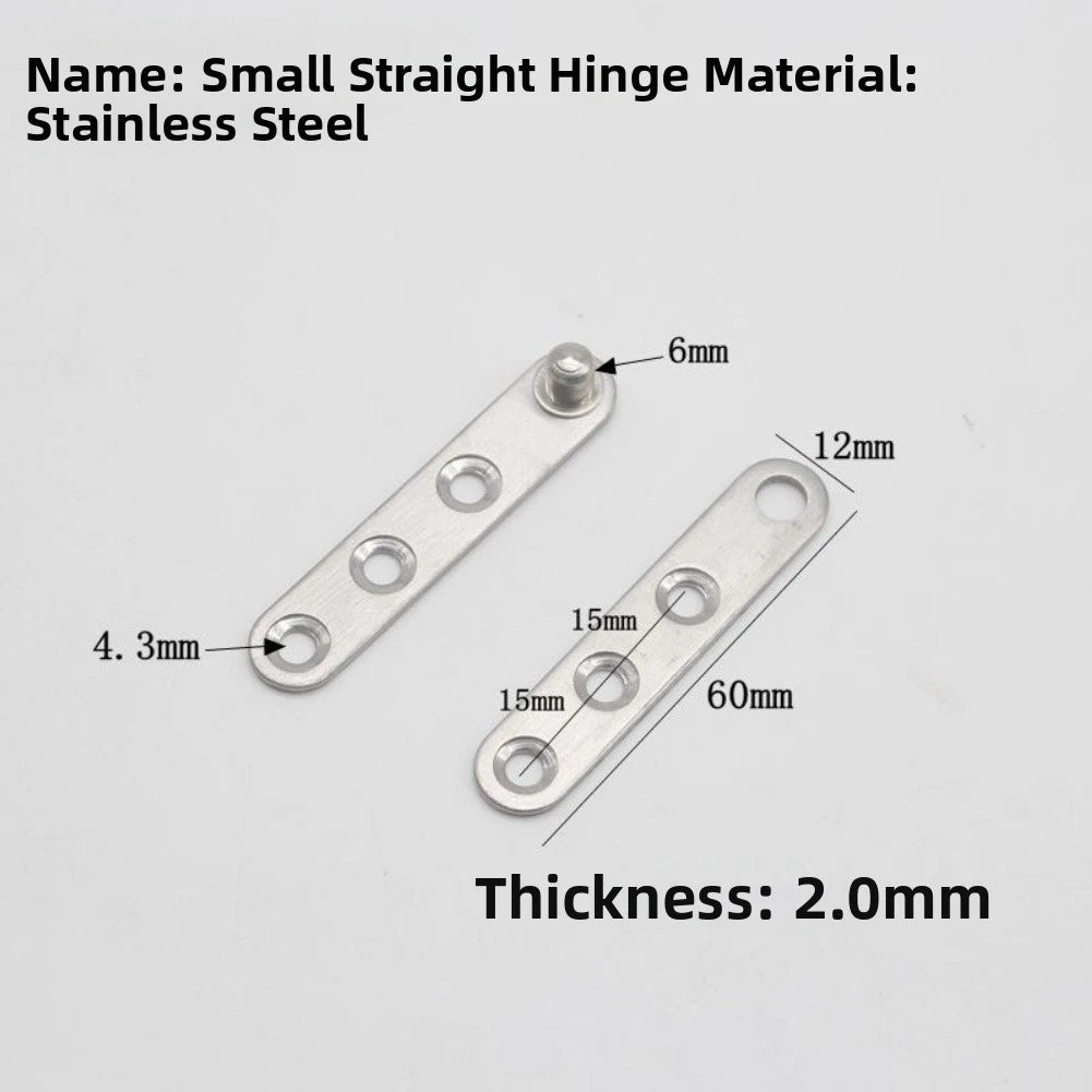 Stainless Steel Hinge for Cabinet and Flip Window Integration (6x1.2x0.2cm)