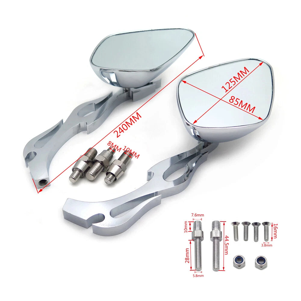 Chromed Flame Shape Running Mirror for Kawasaki Ninja (All Years)