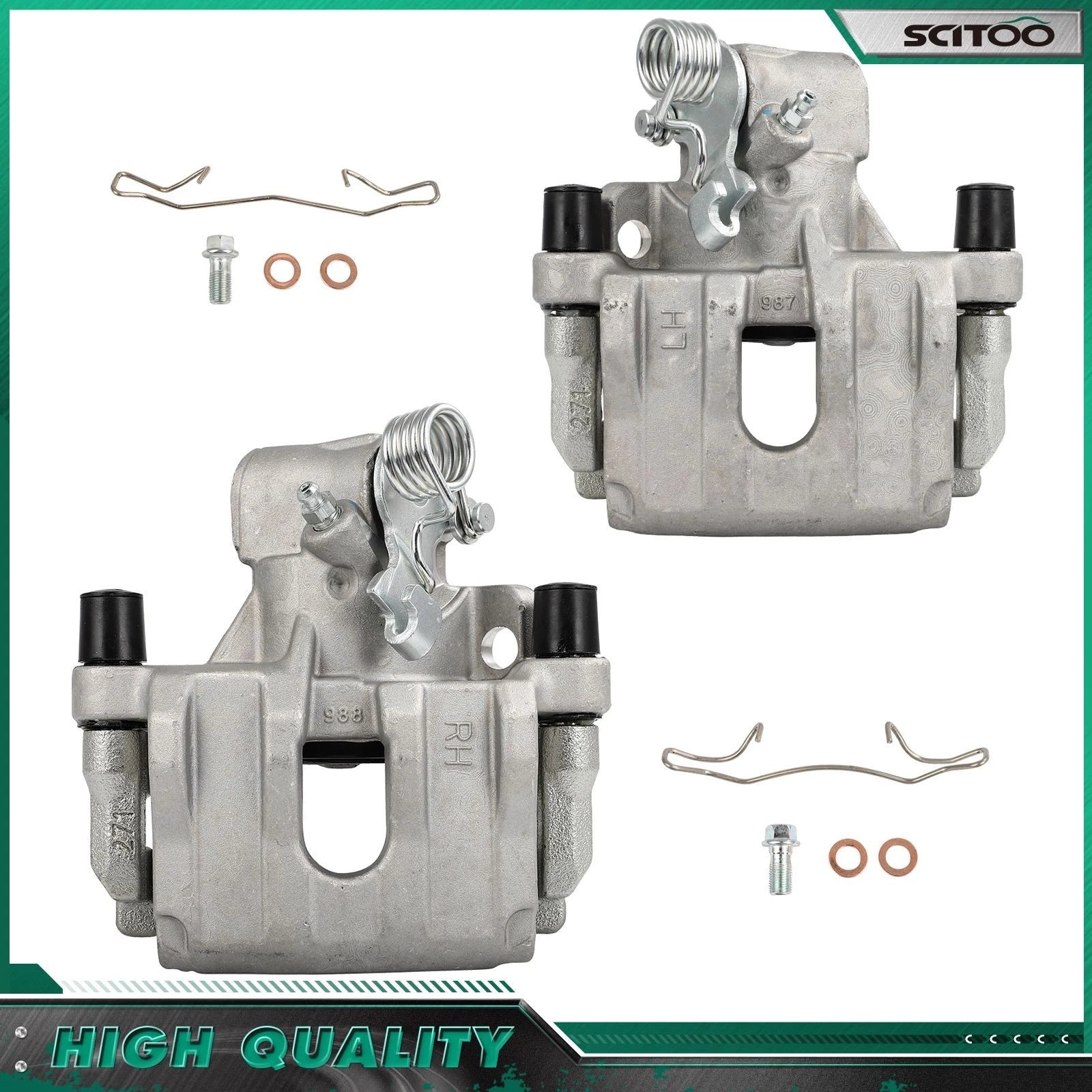Set of 2 Rear Brake Calipers w/Bracket for Ford EcoSport (2018–2020) & Focus (2012–2018)