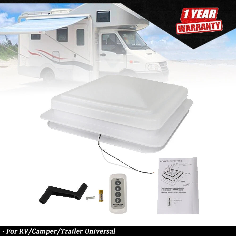 14" RV Roof Vent Fan with Remote Control for RV Trailer (Universal)