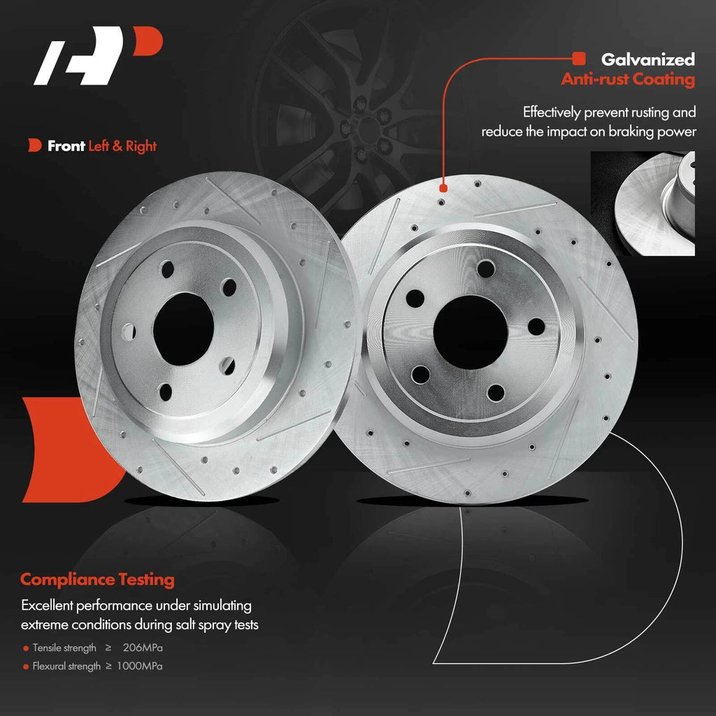 Set of 8 Rear Drilled Brake Rotors and Pads for Jeep Grand Cherokee