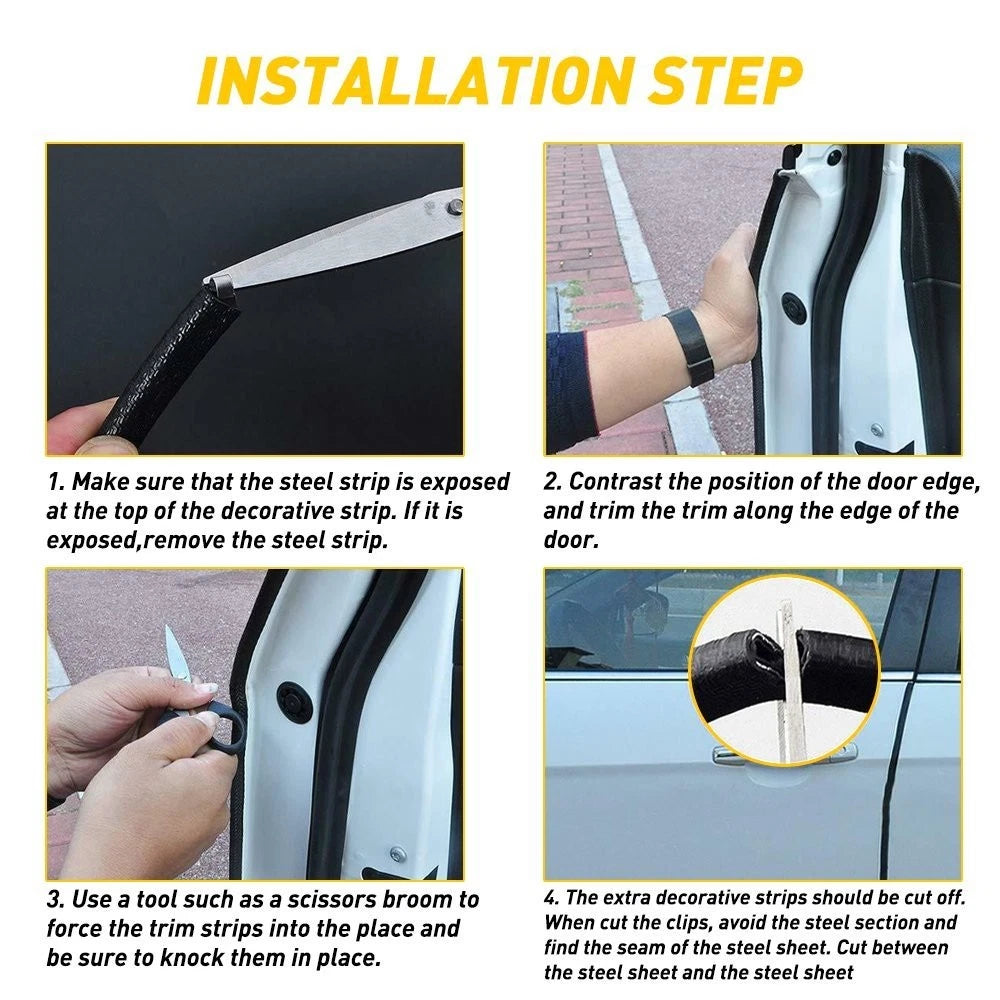 Set of 2 Rubber Seal Trim Molding Strips for Car Door Edge (16 Feet)
