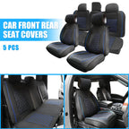 Set of 5 Front Rear Seat Covers for Toyota Tacoma (2005–2024) Black Blue